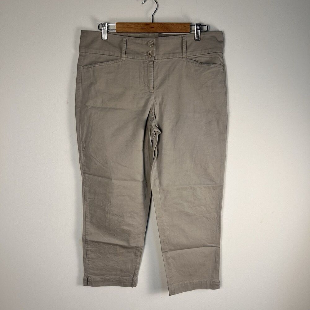 LOFT Outlet Original Crop Pants Womens Size 10 Beige Khaki Mid Rise Slim Casual